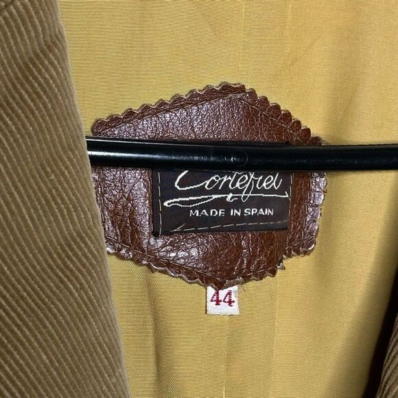 VTG Cortefiel Mens Blazer Jacket Size 44 Mustard Yellow Corduroy 2-Button Lined - Picture 4 of 5